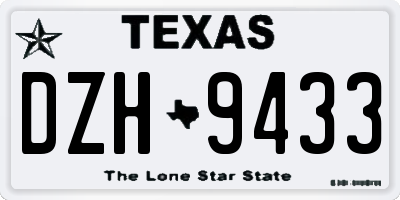TX license plate DZH9433