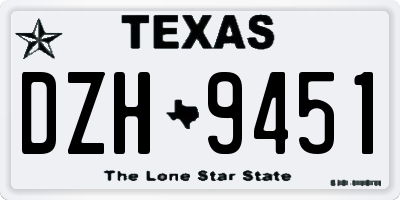 TX license plate DZH9451