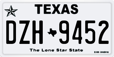 TX license plate DZH9452
