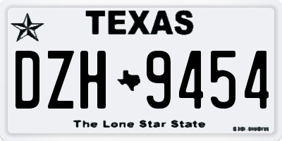 TX license plate DZH9454