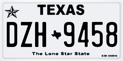 TX license plate DZH9458