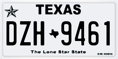 TX license plate DZH9461