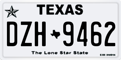 TX license plate DZH9462