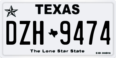 TX license plate DZH9474