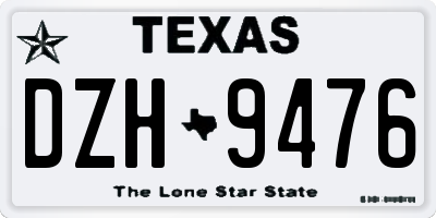 TX license plate DZH9476