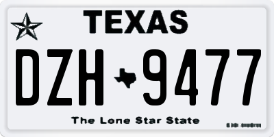 TX license plate DZH9477