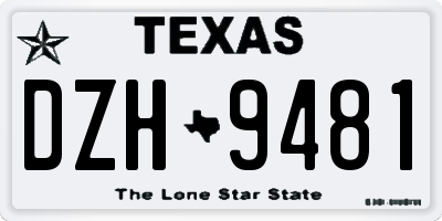 TX license plate DZH9481