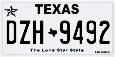 TX license plate DZH9492