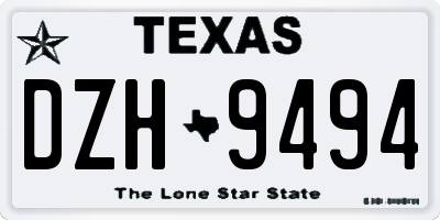TX license plate DZH9494