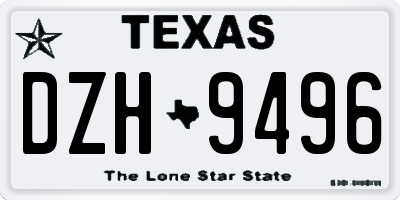 TX license plate DZH9496