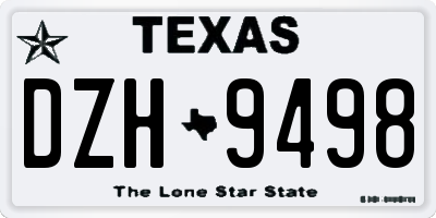 TX license plate DZH9498