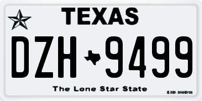 TX license plate DZH9499