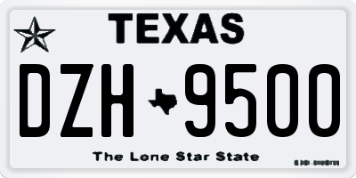 TX license plate DZH9500