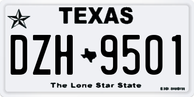 TX license plate DZH9501