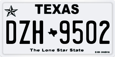 TX license plate DZH9502