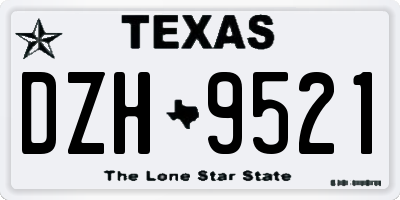 TX license plate DZH9521
