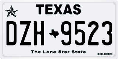 TX license plate DZH9523