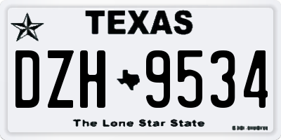 TX license plate DZH9534