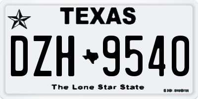 TX license plate DZH9540