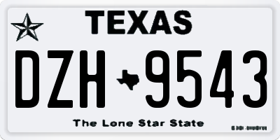 TX license plate DZH9543