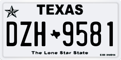 TX license plate DZH9581