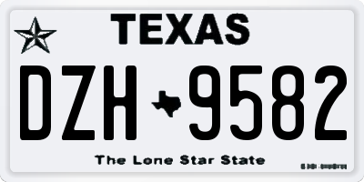 TX license plate DZH9582