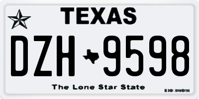 TX license plate DZH9598