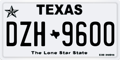 TX license plate DZH9600