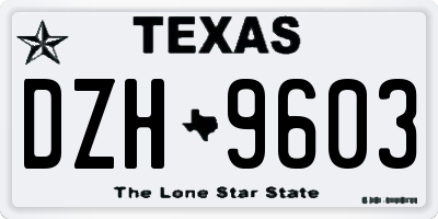 TX license plate DZH9603