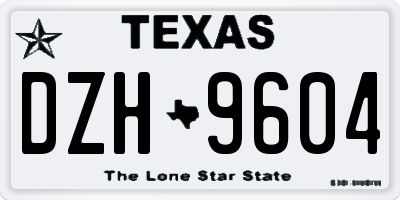 TX license plate DZH9604