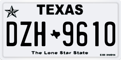 TX license plate DZH9610