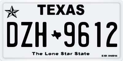 TX license plate DZH9612