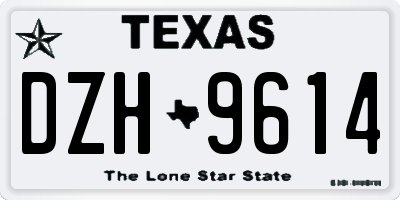 TX license plate DZH9614