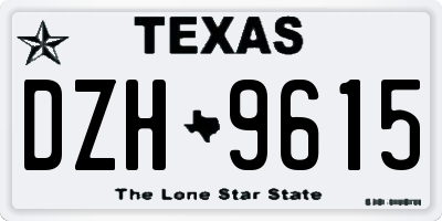 TX license plate DZH9615