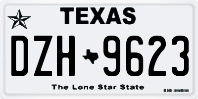 TX license plate DZH9623