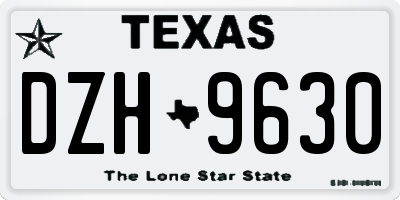 TX license plate DZH9630