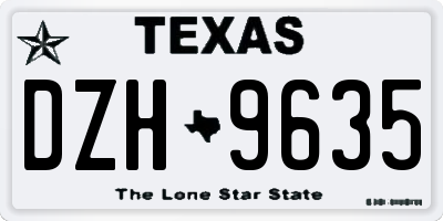 TX license plate DZH9635