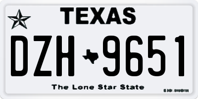 TX license plate DZH9651