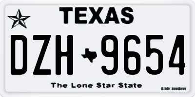 TX license plate DZH9654