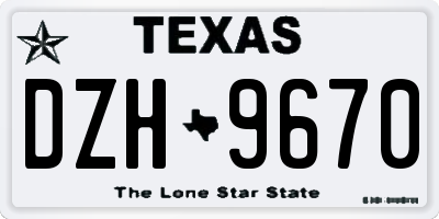 TX license plate DZH9670