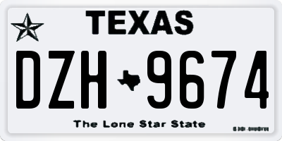 TX license plate DZH9674