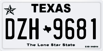 TX license plate DZH9681