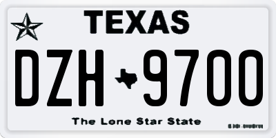 TX license plate DZH9700