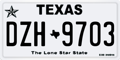 TX license plate DZH9703