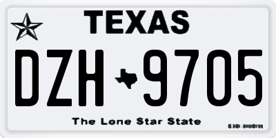 TX license plate DZH9705