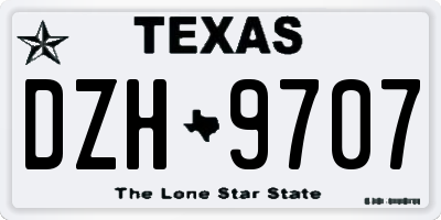 TX license plate DZH9707