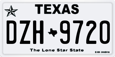 TX license plate DZH9720