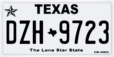 TX license plate DZH9723