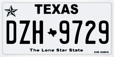 TX license plate DZH9729