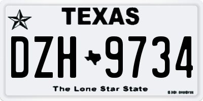TX license plate DZH9734